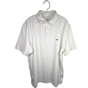 Vineyard Vines Mens On-The-Go Sankaty Polo Shirt White Stretch Golf Large L